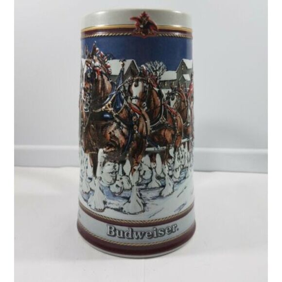 Anheuser Busch Budweiser Stein Beer Mug Bud Clydesdale 1989 Vintage Vtg - Picture 1 of 9